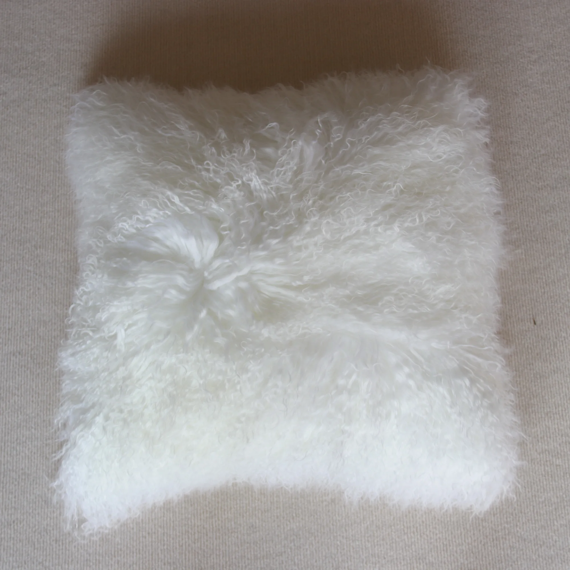 

50x50cm Pure White Mongolian Lamb Fur Cushion Cover Luxury Vintage Decoration Tibetan Sheepskin Fur Pillowcase for Bed Home Sofa