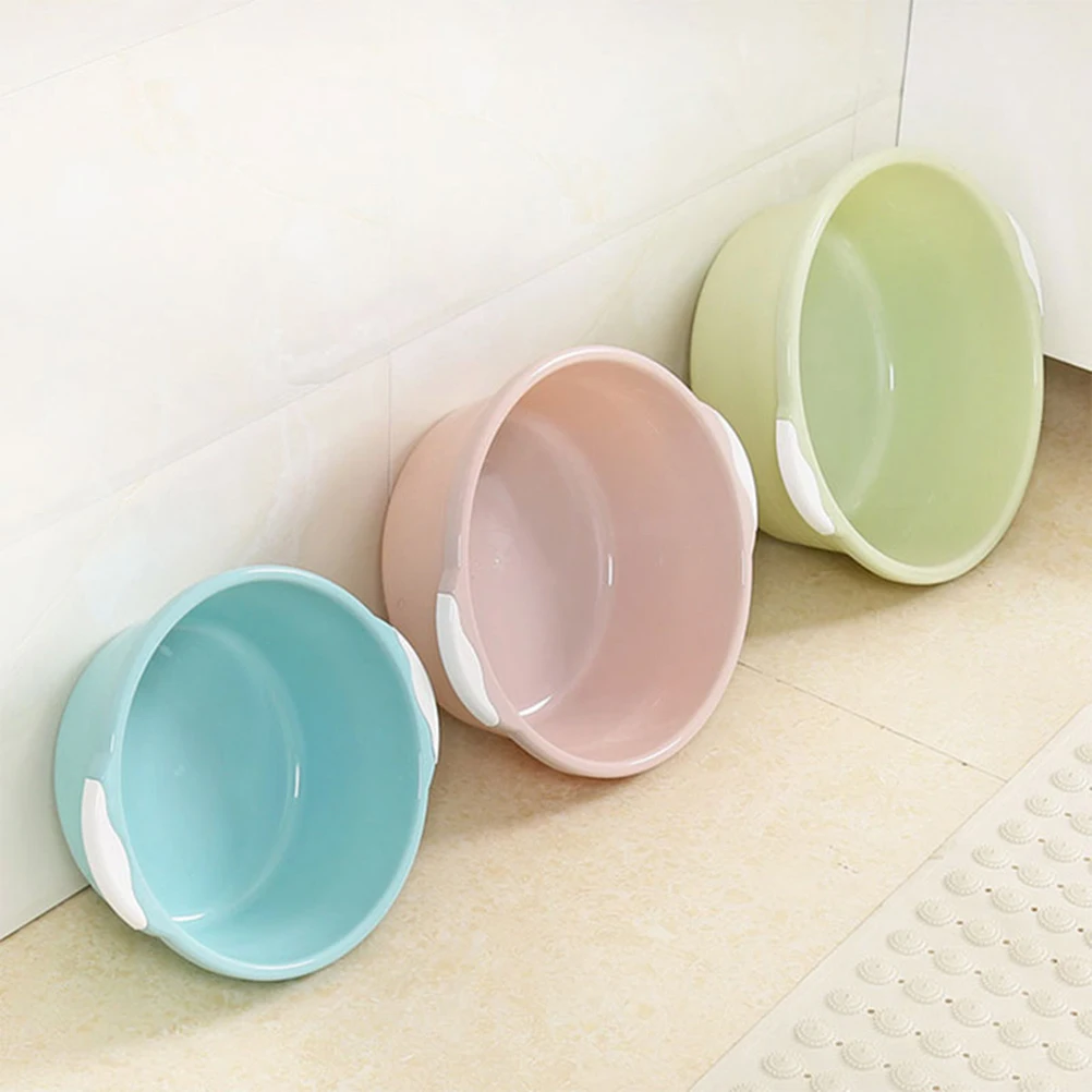 

2 Pcs Washbasin Plastic Round Basins Foot Bath Bucket Dish Tub Hair Washing Classic for
