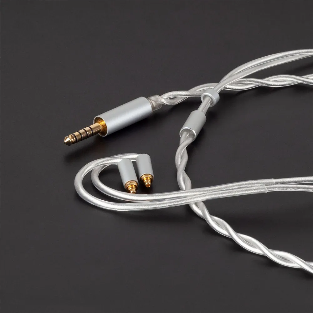 FENGRU A10 실버 도금 이중 접착 동축 MMCX 2핀 0.78mm QDC KZ C핀 MMXC 이어폰 업그레이드 케이블 (ie900 KZ TRN 호환)