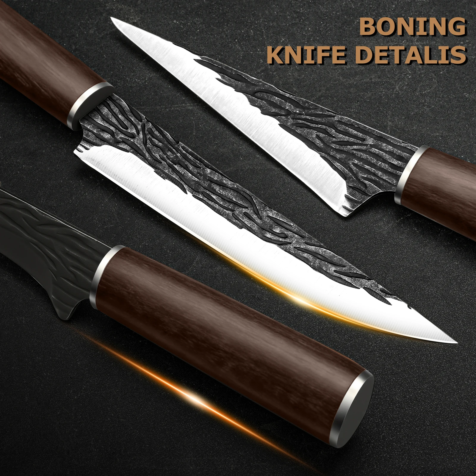 Forged Bone-Cutting Knife Butcher's Boning Knives High-strength Stainless steel Fixed blade with wooden handle Kitchen knife set