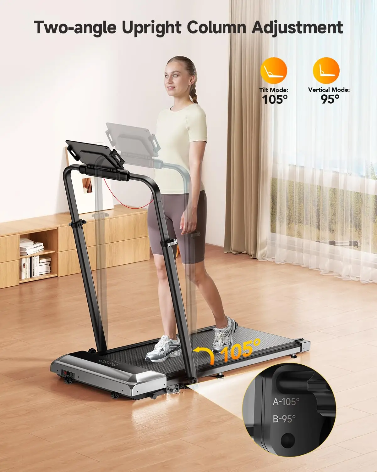 6-in-1 12% Incline Folding Treadmill Adjus  Handle App Remote Control LED Display Por  Under Desk for Home Office