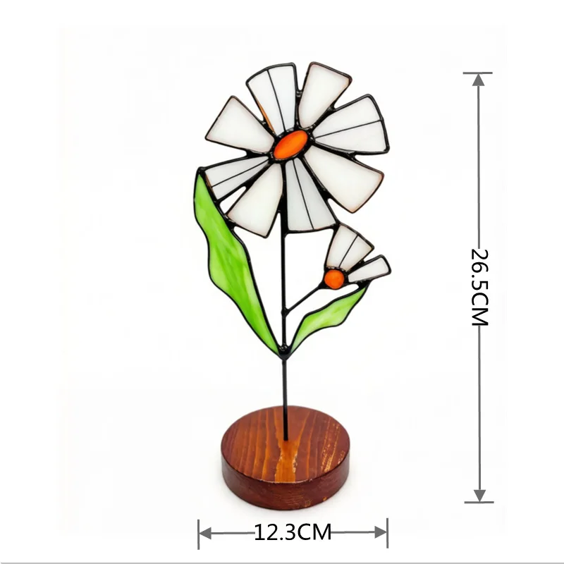 Goldene Geburtsblume aus Buntglas, personalisiertes Geschenk für Sie, eleganter Buntglas-Sonnenfänger für Geburtstage oder Jubiläen der Mutter. – Detail 8