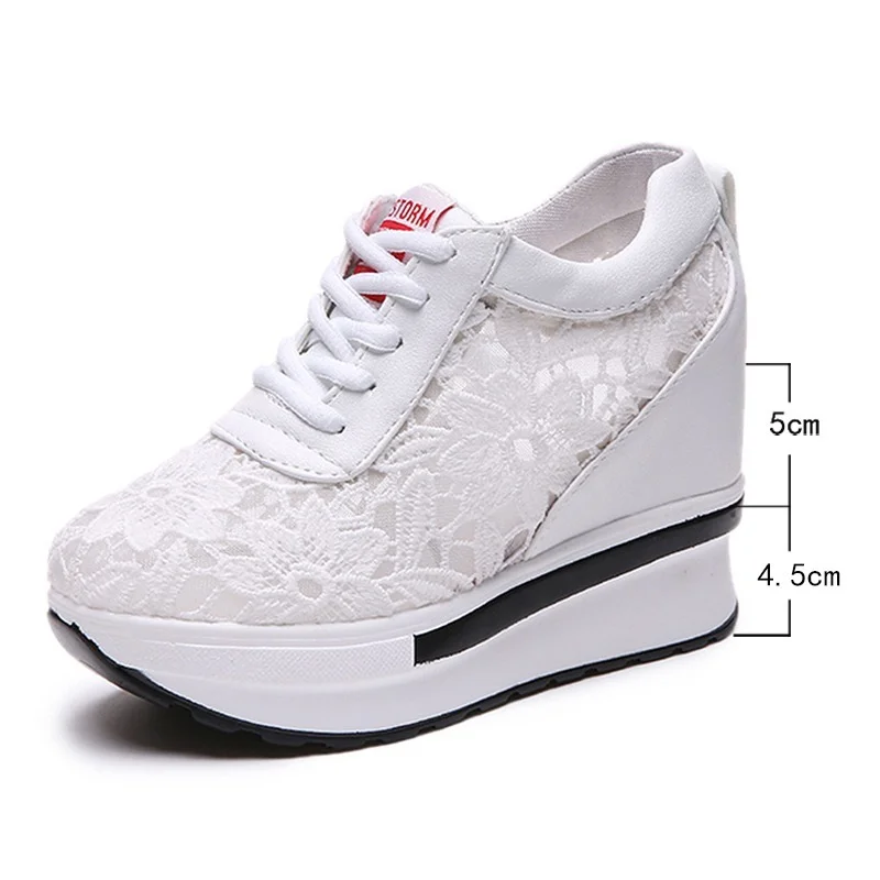 Comemore Platform Women Fashion Sneakers Spring Summer White Women\'s Sports Shoes Casual Wedges Mesh Breathable Woman 2022 New