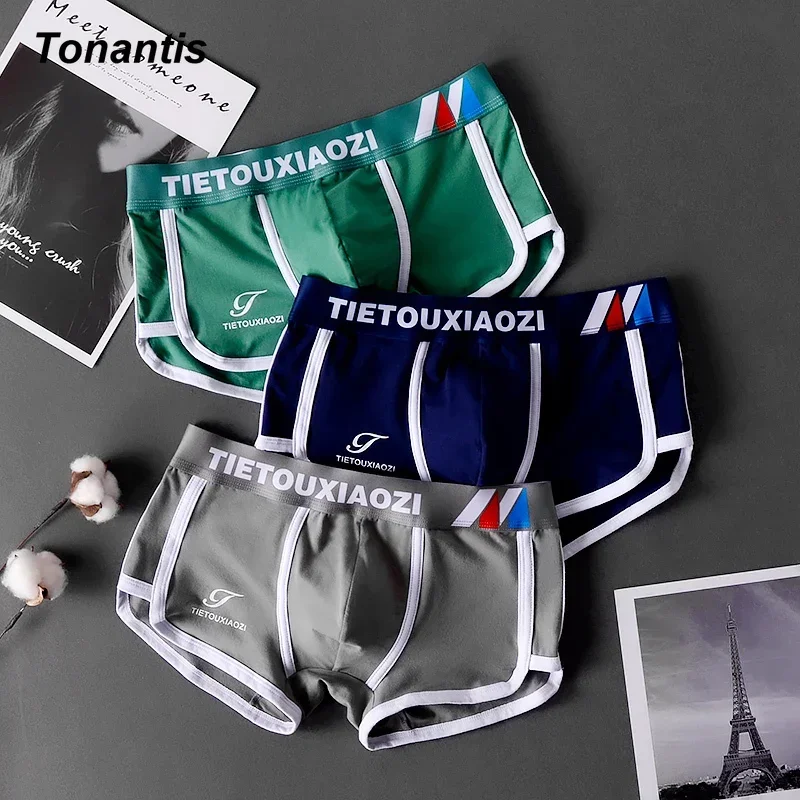 3Pcs/Set Korean Men\'s Panties Cotton Man Boxer Personality Low-waisted Men Underpants Youth Fashion Breathable Underwear M-XXXL