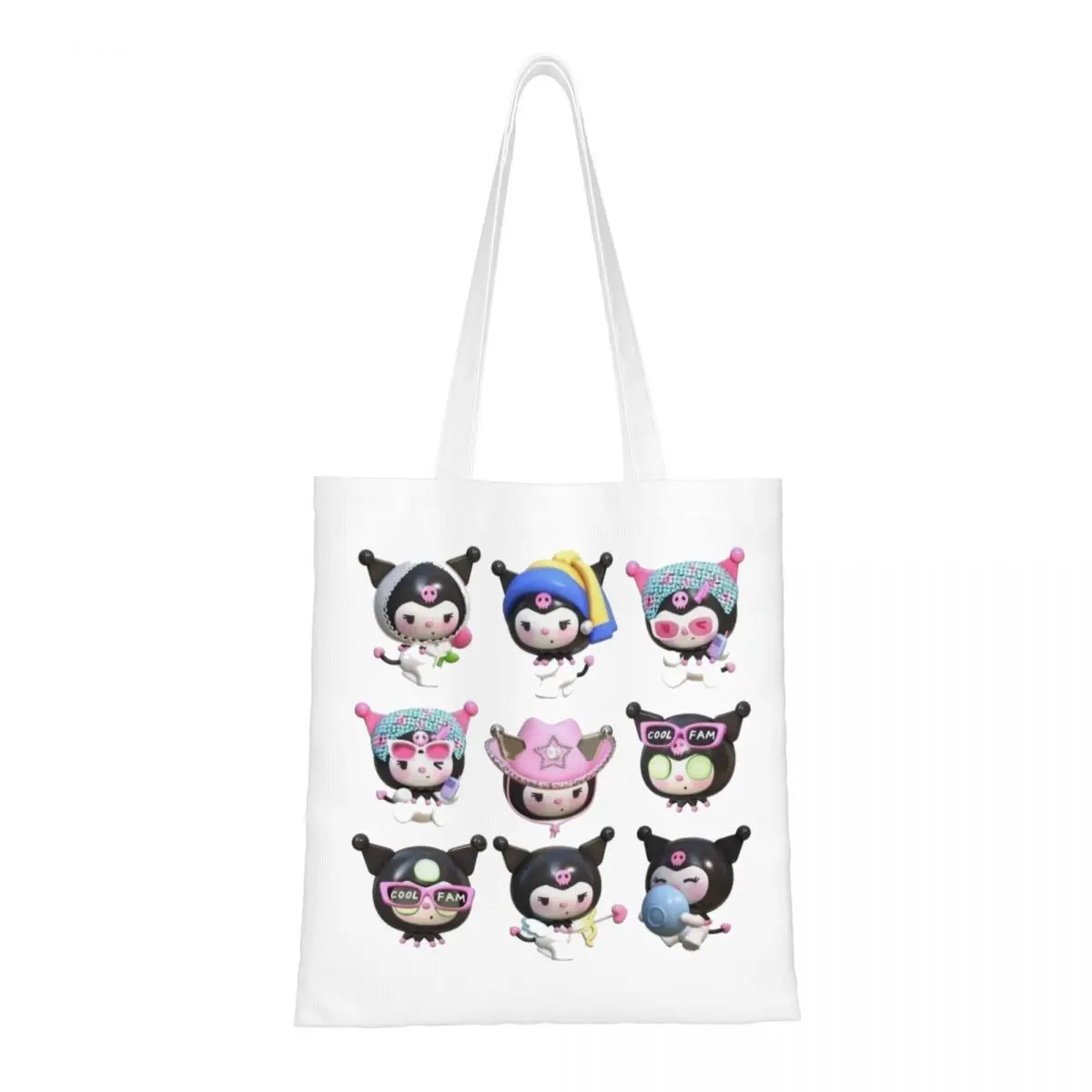 Women Men Ku Romi 9 Piece Cartoon Tote Bags Large Capacity Grocery Bag for Child Handbags