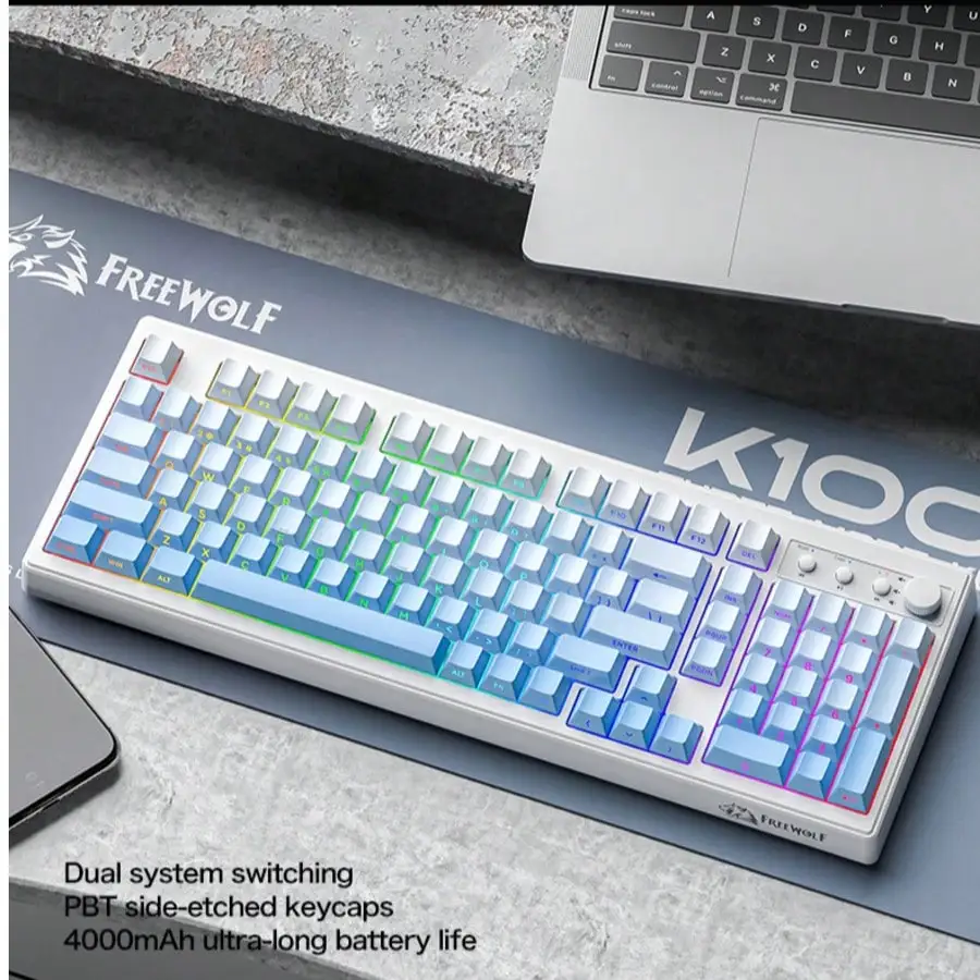 K100 wireless RGB three-mode mechanical feel keyboard PBT engraving keycap Bluetooth gaming membrane keyboard