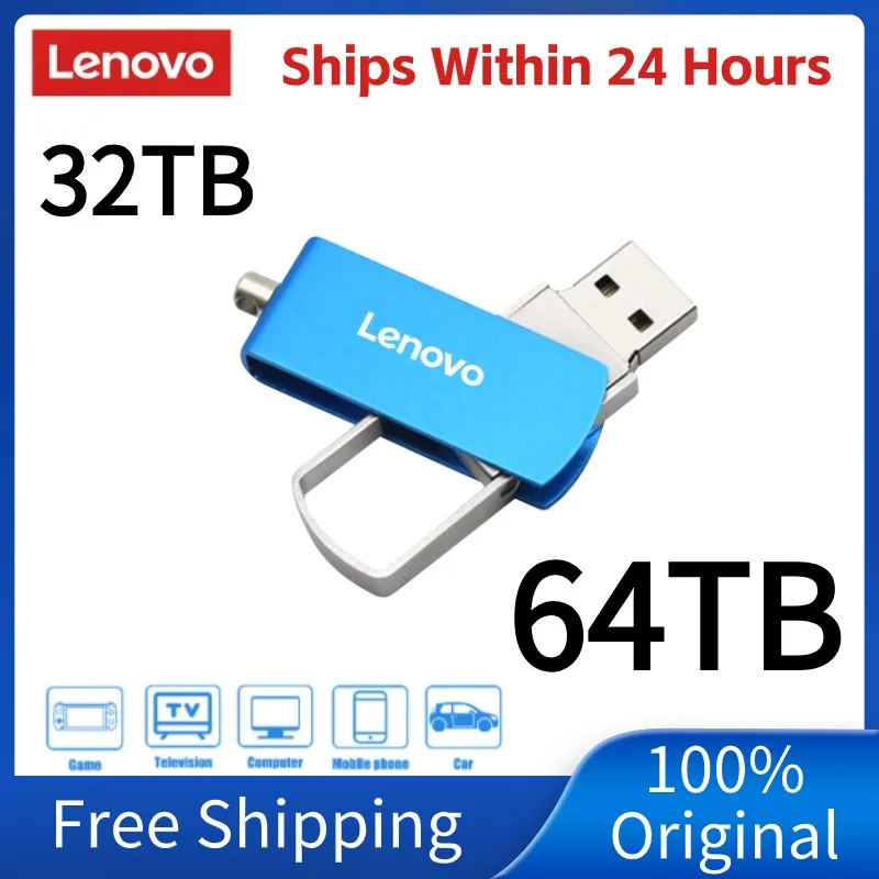 Lenovo 64TB Usb3.0 Flash Drives High Speed Metal 4TB Pendrive 2TB Waterproof 16TB Memoria Usb Flash Disk For PC Storage Devices