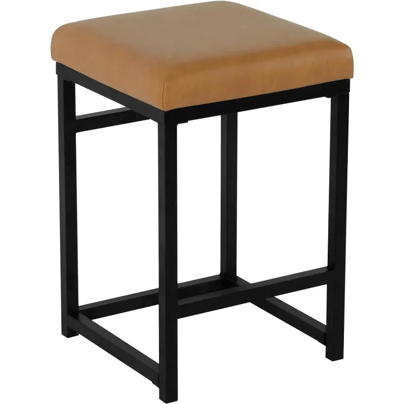 Home Decor | Modern 24-Inch Counter Stool | Backless Metal Frame Bar Stools Counter Height | Decorative Home Furniture