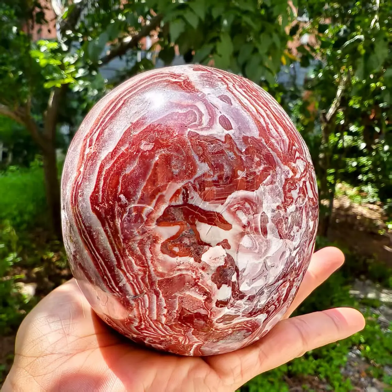 Natural Red-Textured Agate Skull, Quartz Crystal Red-Textured Ore, Polished Skull, Mineral, Reiki, Healing