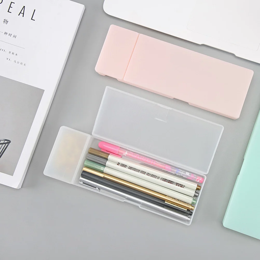 

Plastic Pencil Case 7 X 2.5Cm Translucent White Large Stationery Box For School Office Organizer Pencil Holder Storage