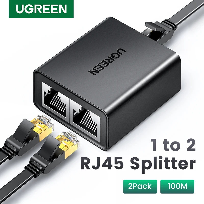 UGREEN Rozdzielacz RJ45 1 do 2 Adapter Ethernet Przedłużacz kabla sieci internetowej Łącznik złącza RJ45 do komputera Laptop TV Box Router