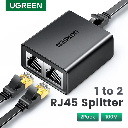 UGREEN-Divisor RJ45 de 1 a 2, adaptador Ethernet, extensor de Cable de red de Internet, acoplador de conector RJ45 para PC, portátil, enrutador de TV Box