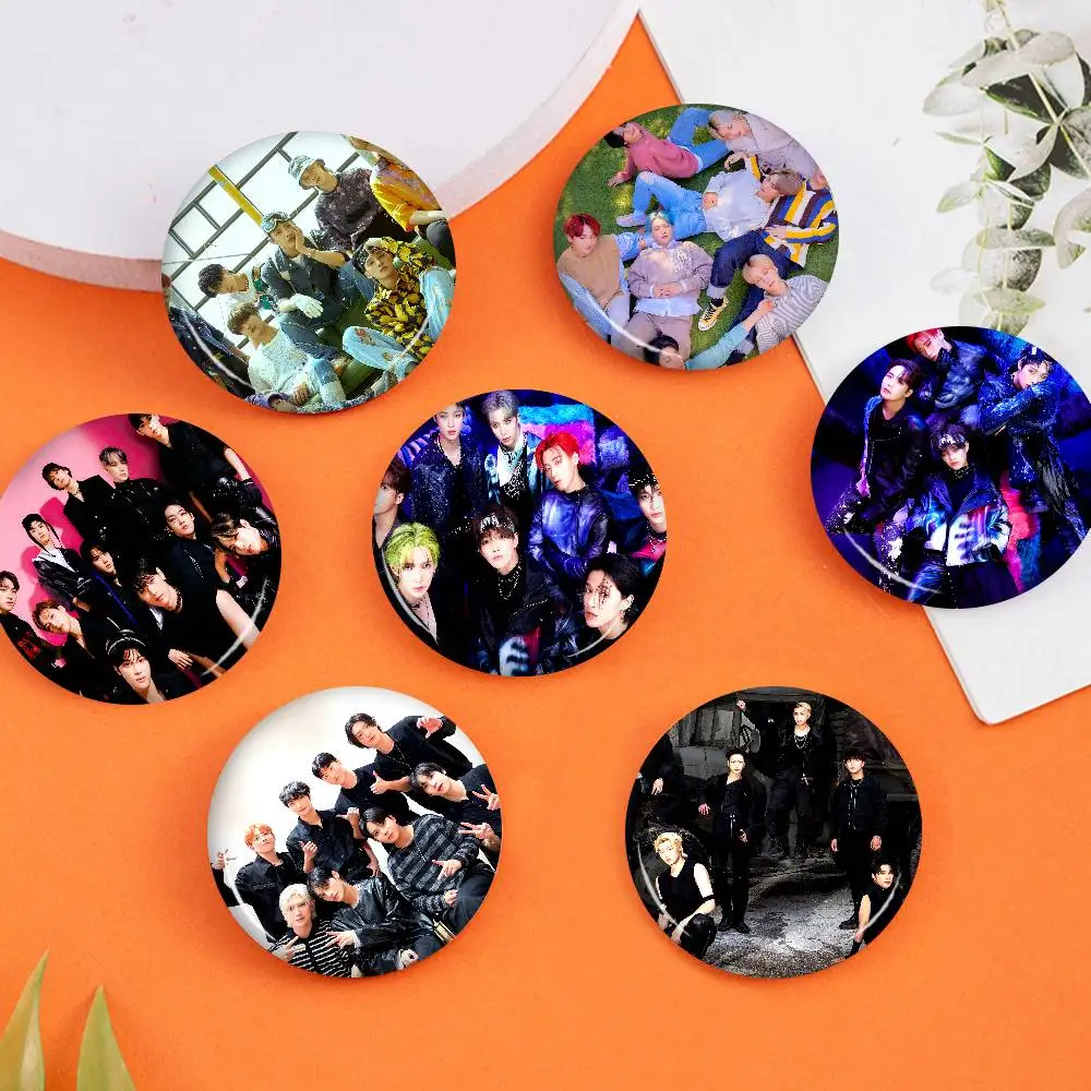 Kpop Group A-Ateez Creative Pins Funny Round Snap-in Brooch Badge Backpack Hat Accessories Jewelry Gifts for Friend
