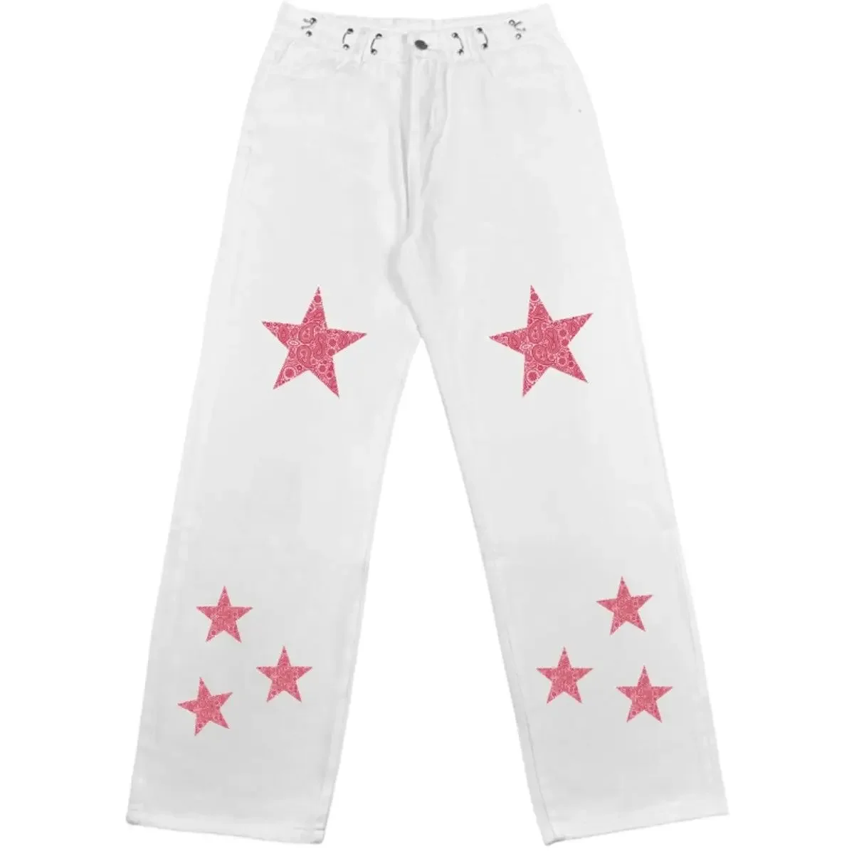 

vintage Five-pointed Star Print High-waisted Jeans Women Loose Straight Pants 2000S E-Girls Fairy Grunge Streetwear Women Jeans