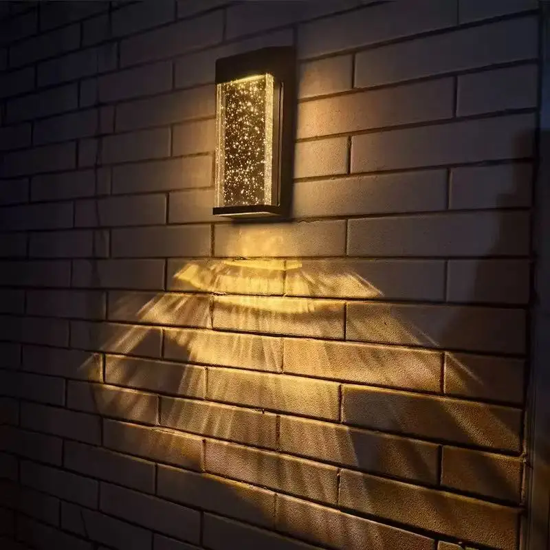 Solar Wall Light Outdoor Light Aluminum Alloy Material IP65 Waterproof Crystal Glass Landscape Light