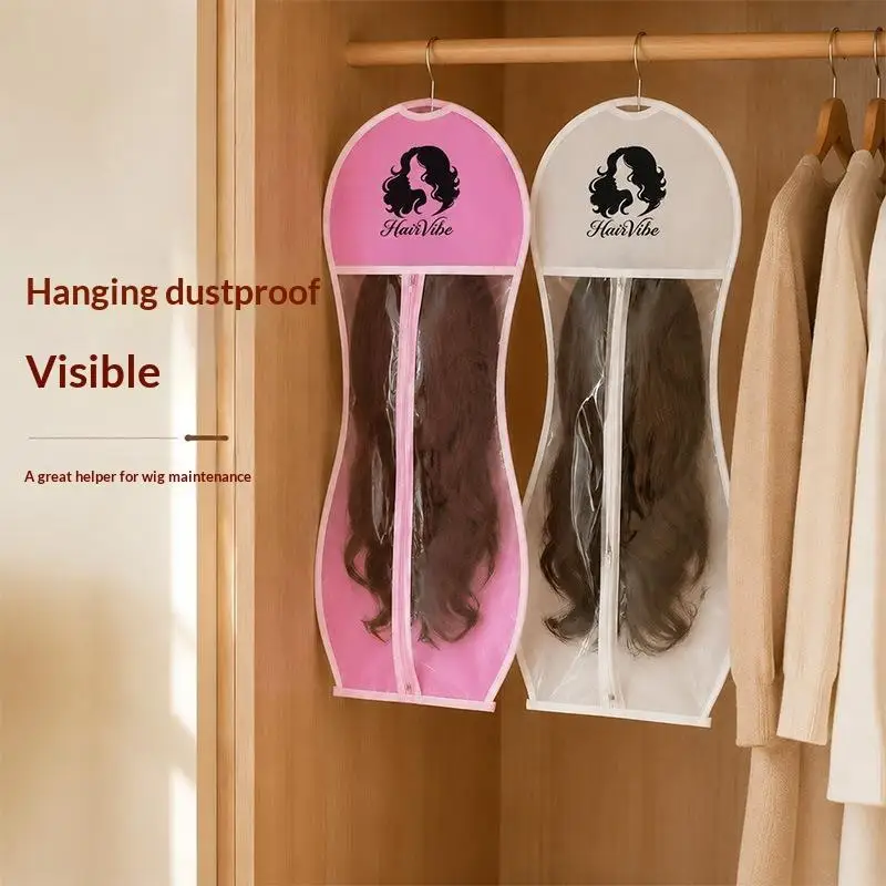 1Pcs Black White Pink Design Premium Wig Storage Bags With Hangers For Multiple Wigs And Hair Extensions Curved‑Shaped