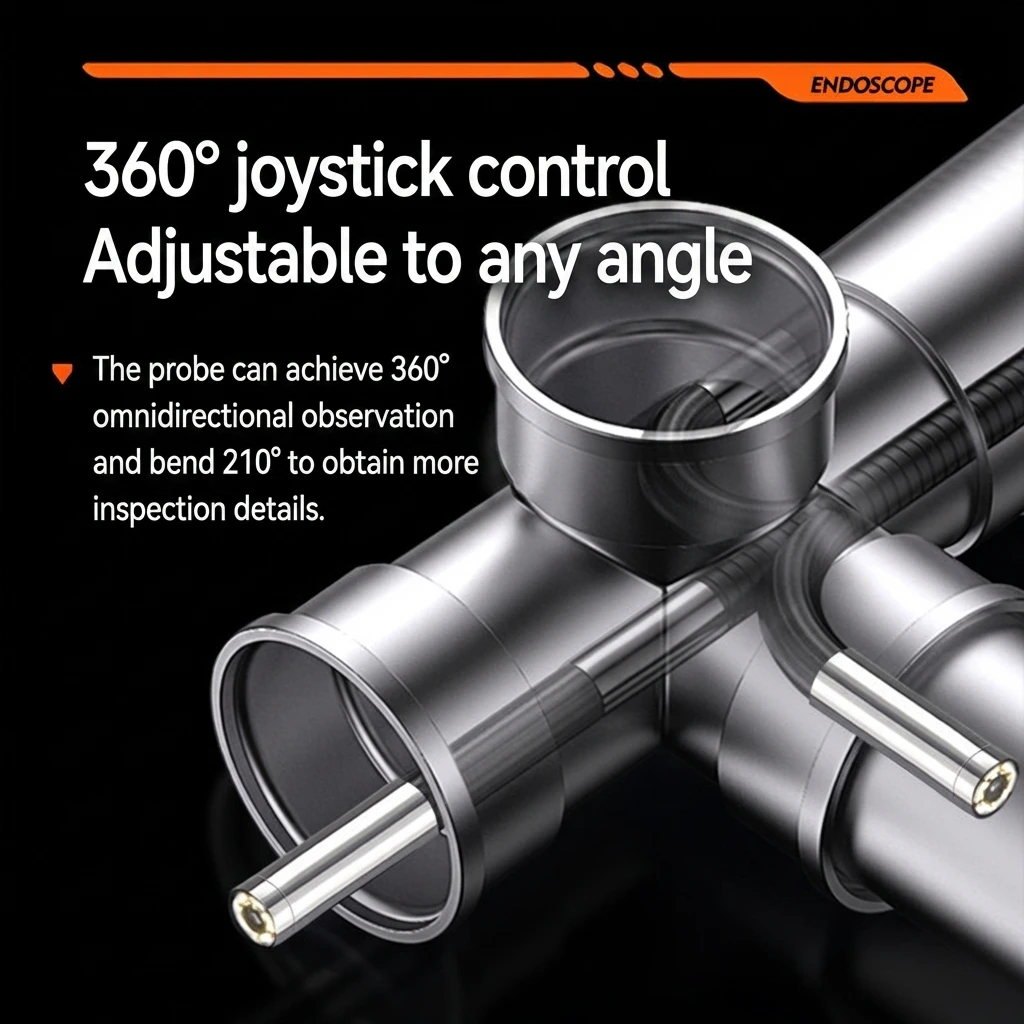 3.9mm/6.2mm 360° Articulating Borescope Endoscope Camera with Light,  Industrial Endoscope for Android/iOS Phone