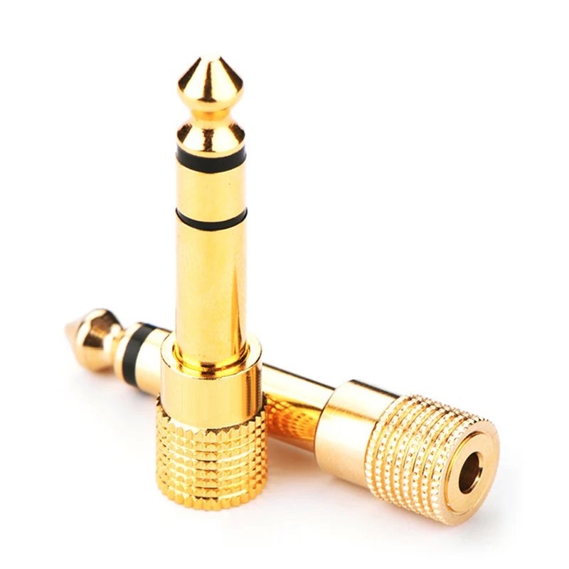 Gold 6.5mm Male Plug To 3.5mm Female Jack Stereo Headphone Audio Adapter Microphone Amplifier Conversion Head