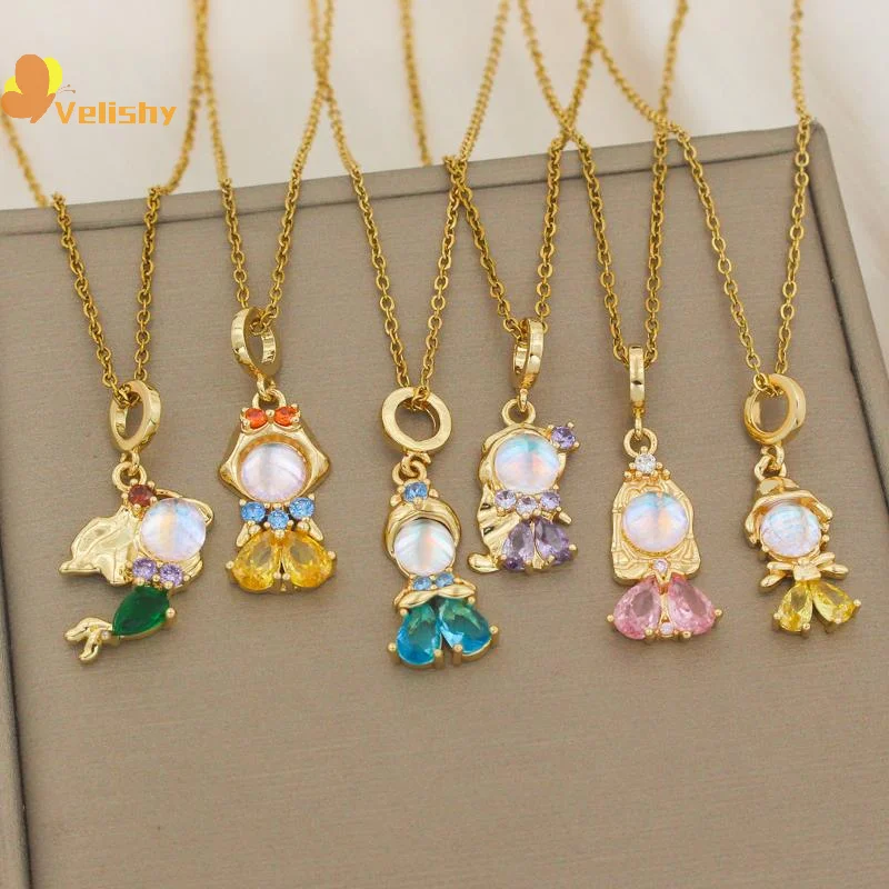 

1 шт. Нежное колье-цепочка на ключицу с разноцветными цирконами, в стиле сказочной маленькой принцессы, позолоченная универсальная цепочка