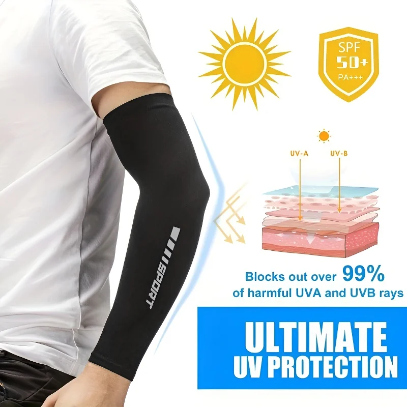 2/4-Pack Quick-Drying Men's Moisture-Wicking Arm Sleeve Set, Anti-UV, Breathable, For Running, Cycling, Fishing, Outdoor Sports