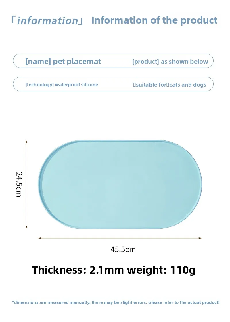 Cat Feeding Mat with Non-Slip Waterproof Design, Pet Food Mat, Compatible with Cat/Dog Bowls, Multipet Households, Dog Owners