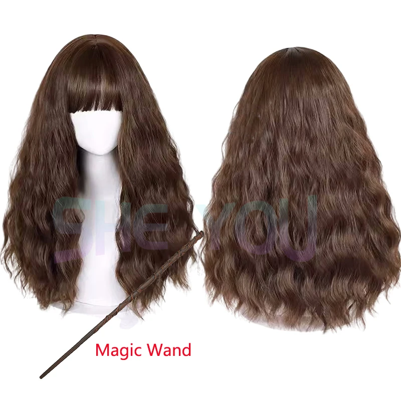 

Hermione Jean Granger Cosplay Wig Brown Curly Heat Resistant Synthetic Hair Cosplay Costume Wigs + Wig Cap