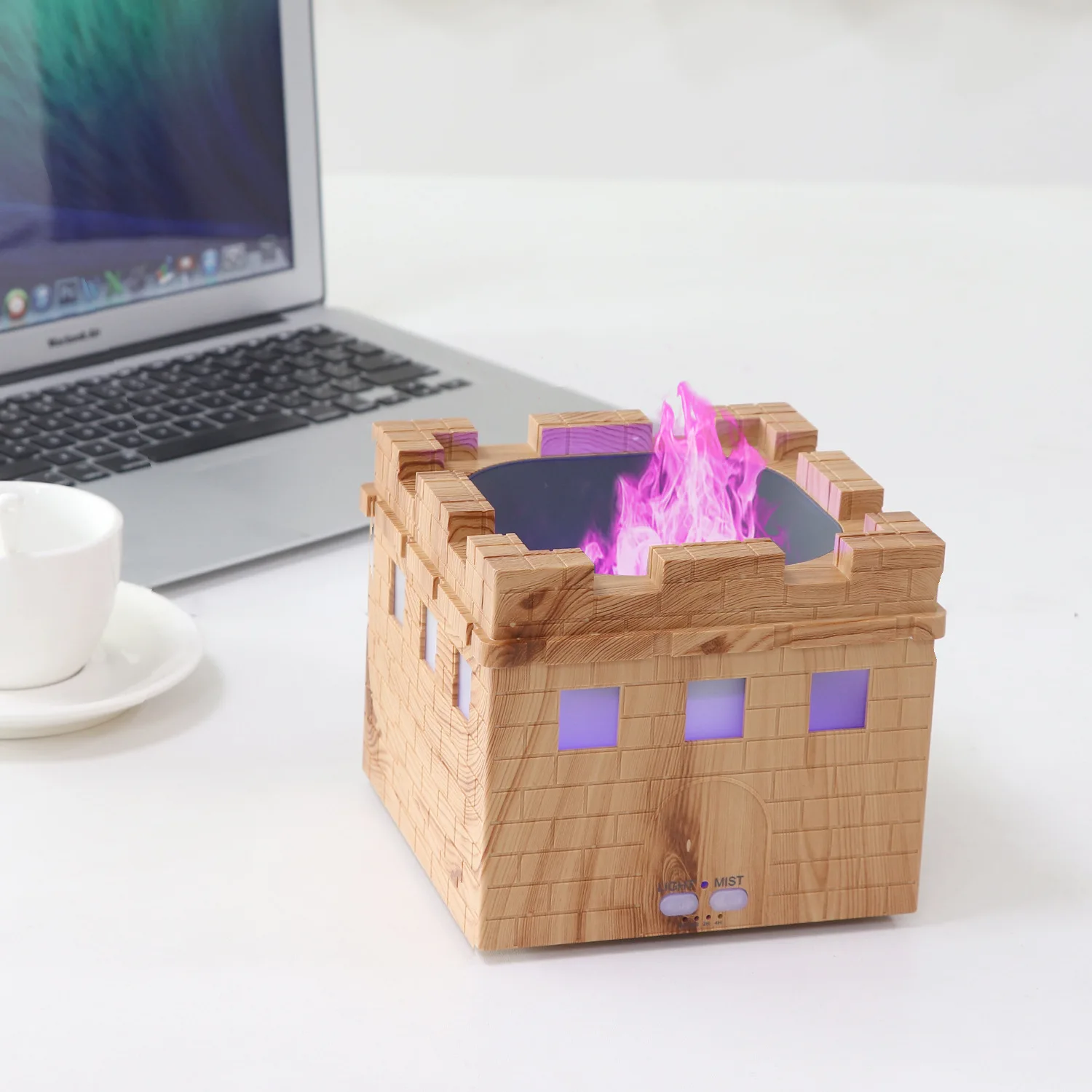 New Flame Humidifier House Model Colorful Mood Light Creative Fireplace Scene Decoration Indoor Aroma