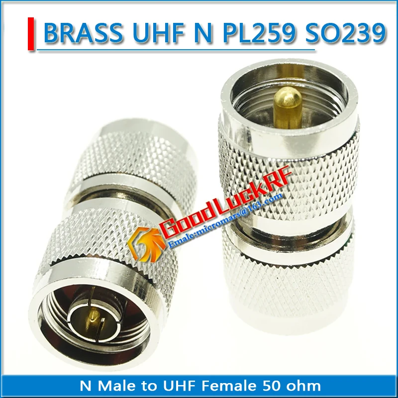 1X Pcs PL259 SO239 UHF Male To N Male Plug N to UHF Nickel Plated Brass Straight RF Connector Coaxial Adapters