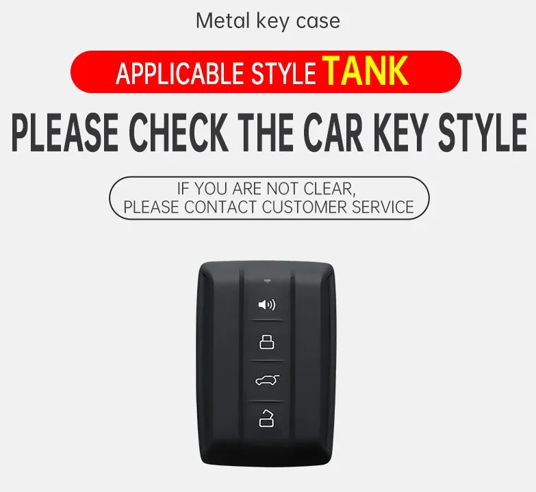 Car Zinc Alloy Leather Smart Control Smart Key Case Cover Holder Chain For Great Wall GWM WEY TANK 300 500 Tank300 Decoration 2