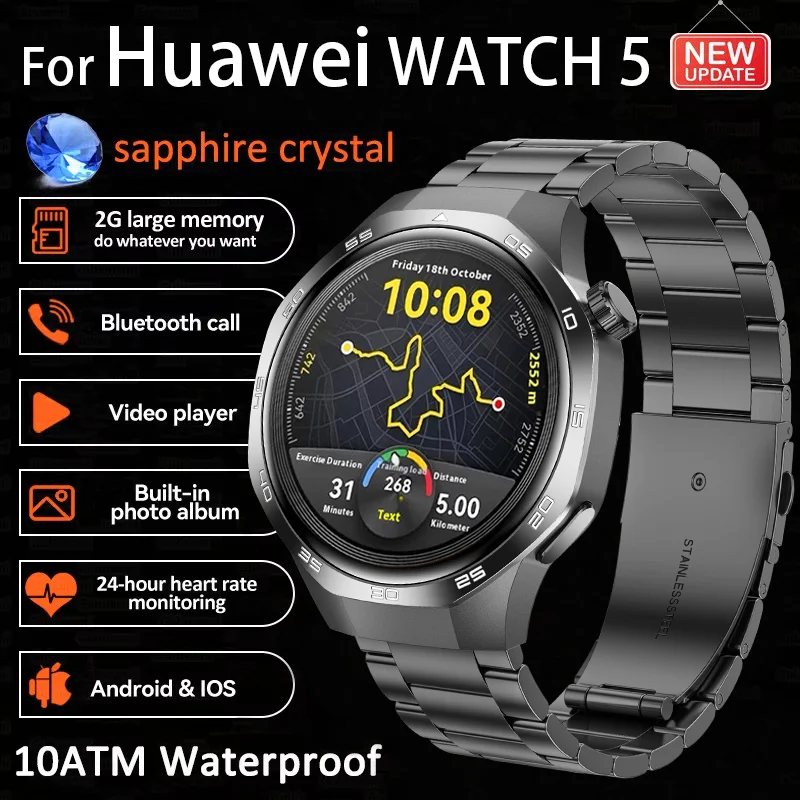 

For Huawei WATCH 5 Smart Watch Men's Watch AMOLED HD screen Bluetooth Call GPS Track NFC Compass IP68 waterproof smart watch New