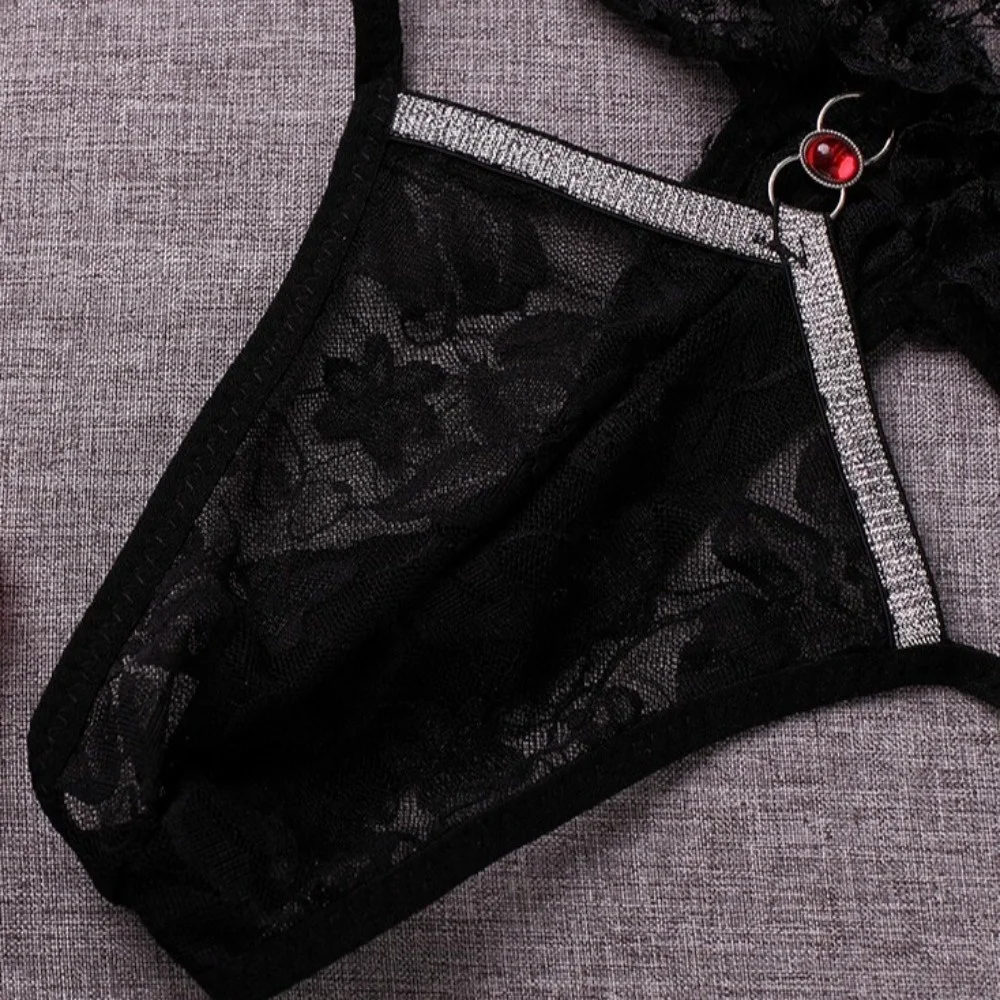 Comfortable Lace Mesh Sheer Underwear Hollow Out Transparent Men Triangle Panties Male Lingerie Seamless T-back Briefs Exotic