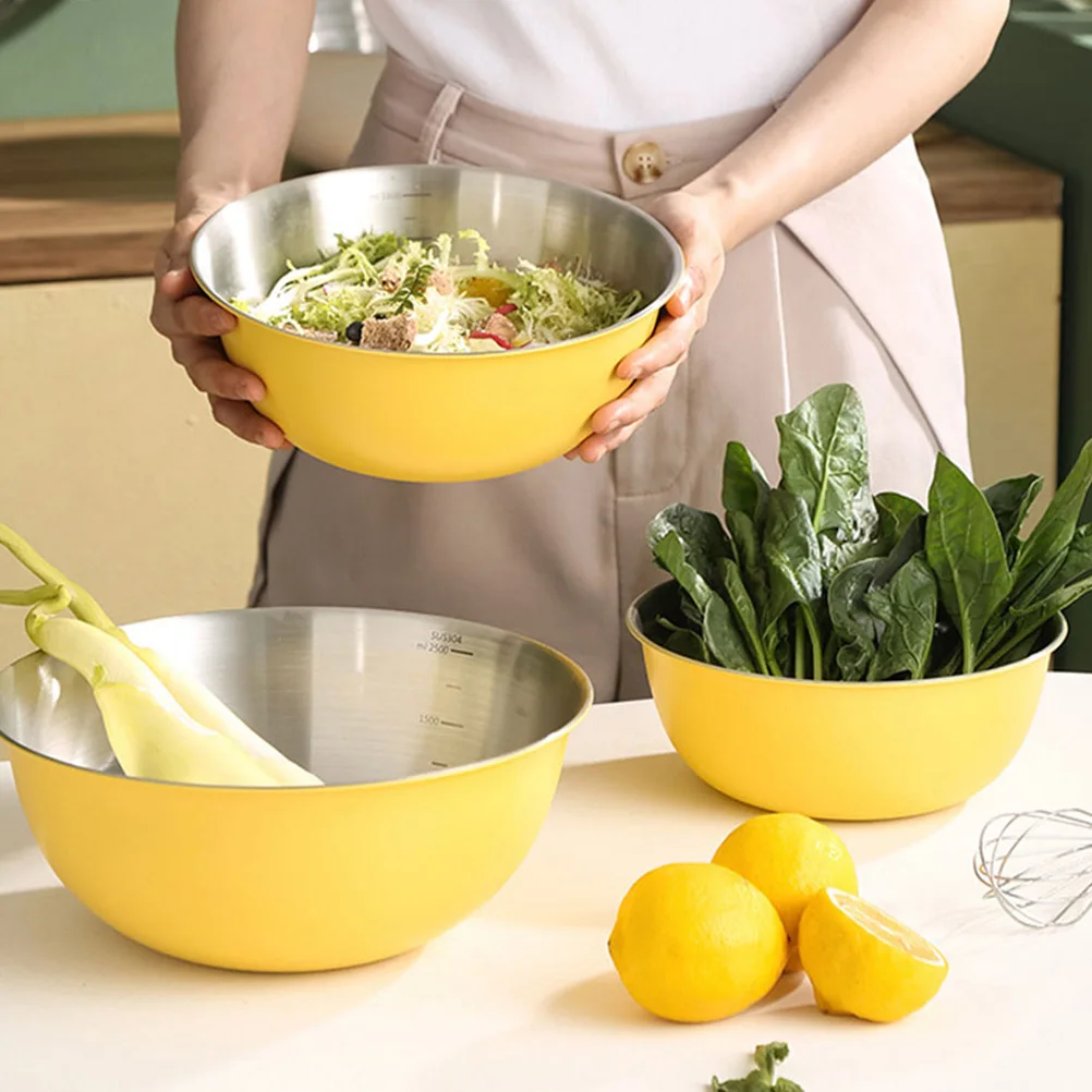 

Stainless Steel Mixing Bowl Salad Fruit Rice Soup 304 Material Kitchen Assistant Food Container Vegetable Basin Multi function