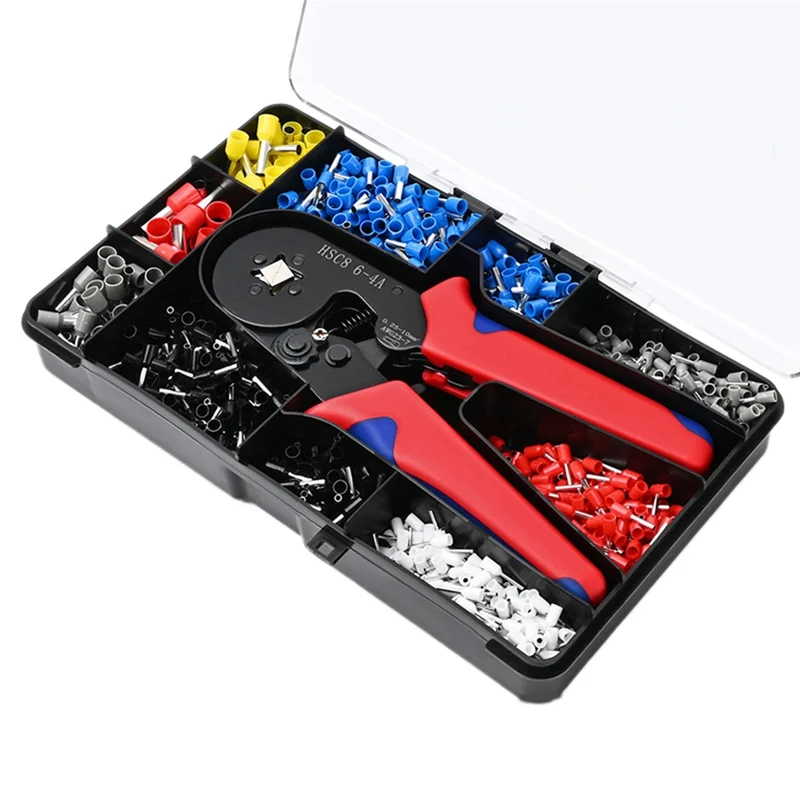 Y17A Crimping Pliers HSC8 6-4A Tubular Terminal Exquisite Storage Box Crimper Wire Mini Ferrule Crimps Tools Electrical Kit