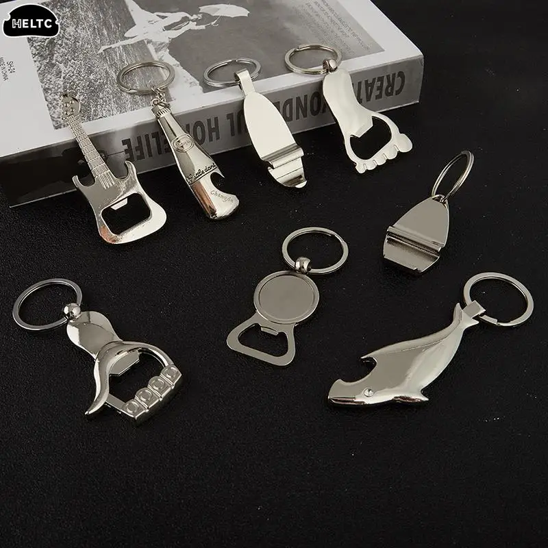 1pcs Metal Beer Keychain Bottle Opener Shark/Guitar Style Kitchen Accessories Wedding Party Favor Gifts For Guests