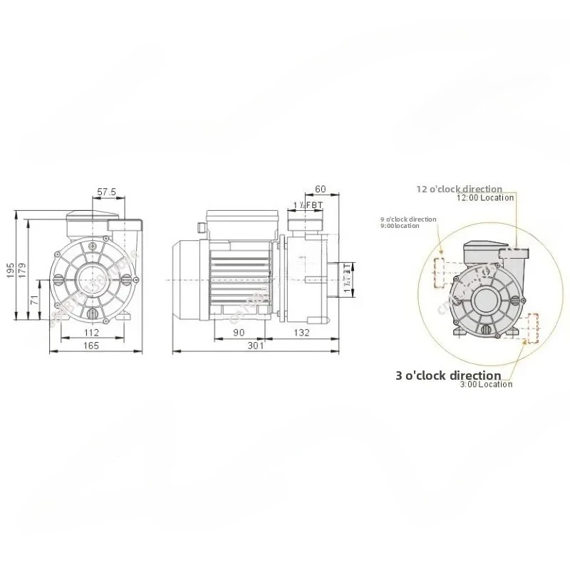 Water Pump Seawater Circulation Pump Is Suitable for WTC50 Water Pump WTC50M Bathtub