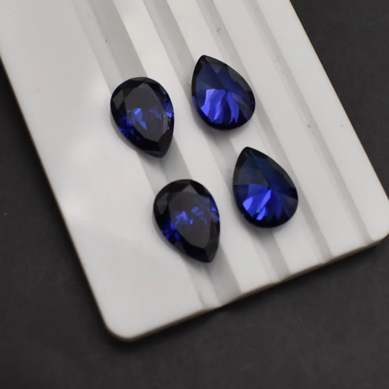 Box Set Large Tanzanite Blue Sapphire 12.50ct 12x16mm Pear Cut Sri-Lanka VVS Loose Gemstone For Jewelry Making Beads