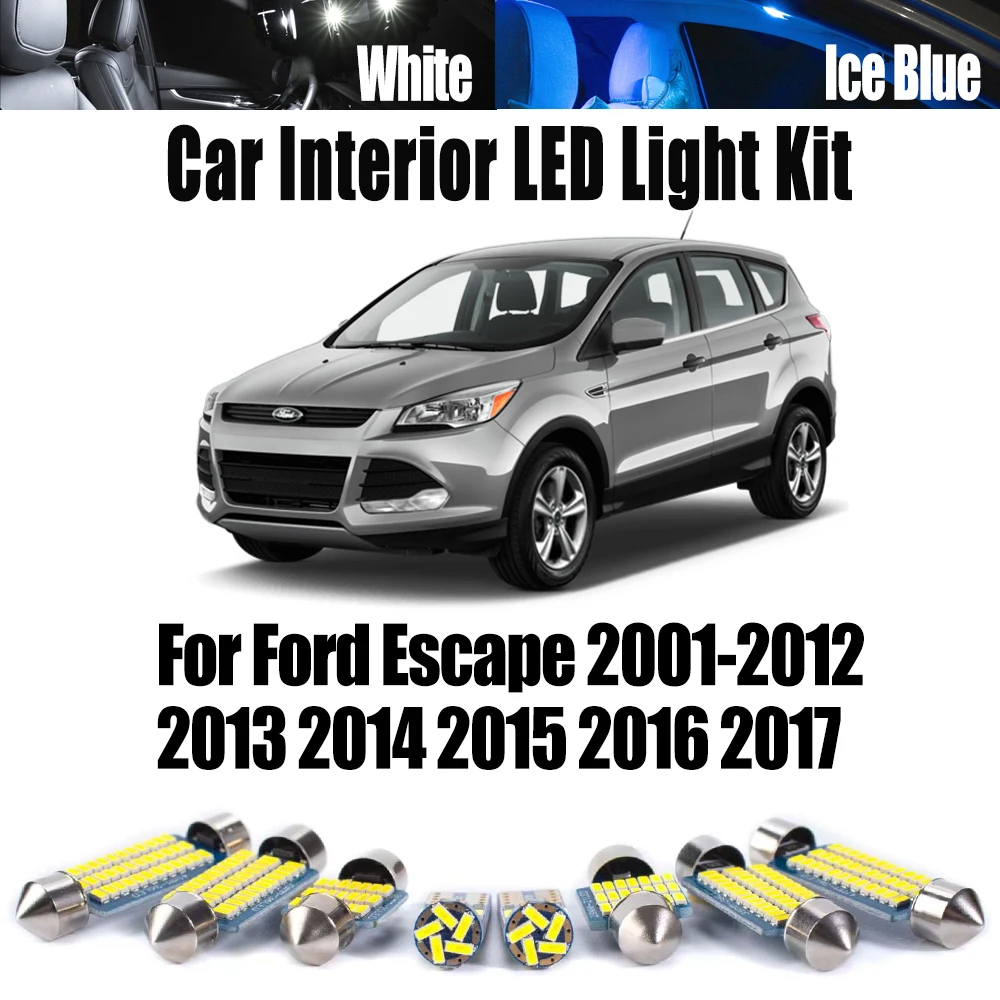 

Canbus Car Accessories For Ford Escape 2001-2012 2013 2014 2015 2016 2017 Ceiling Courtesy Bulbs LED Interior Map Dome Light Kit