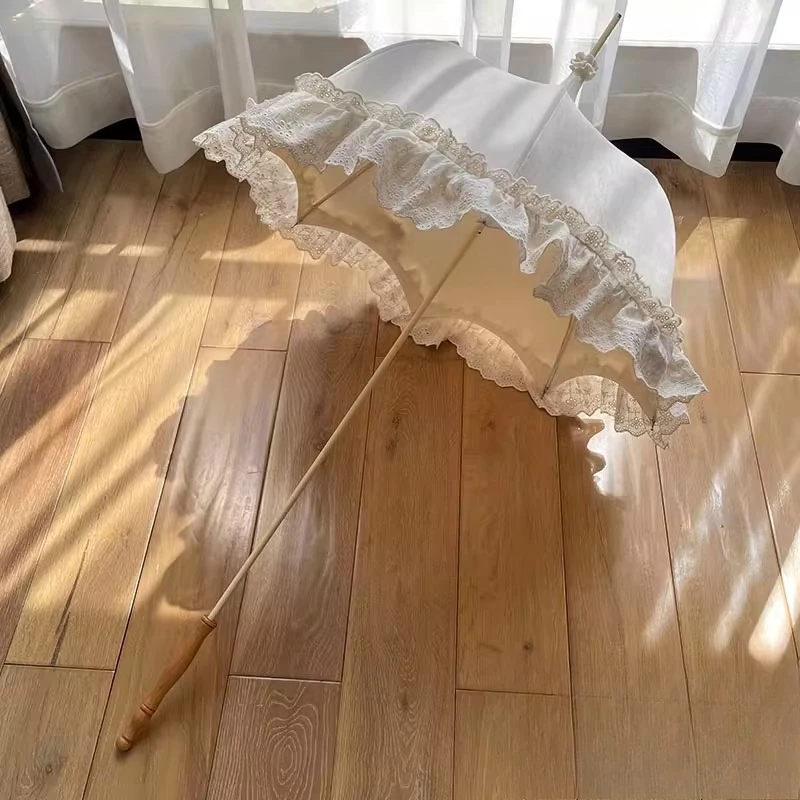 

Lolita retro milky white embroidered lace pagoda, parasol