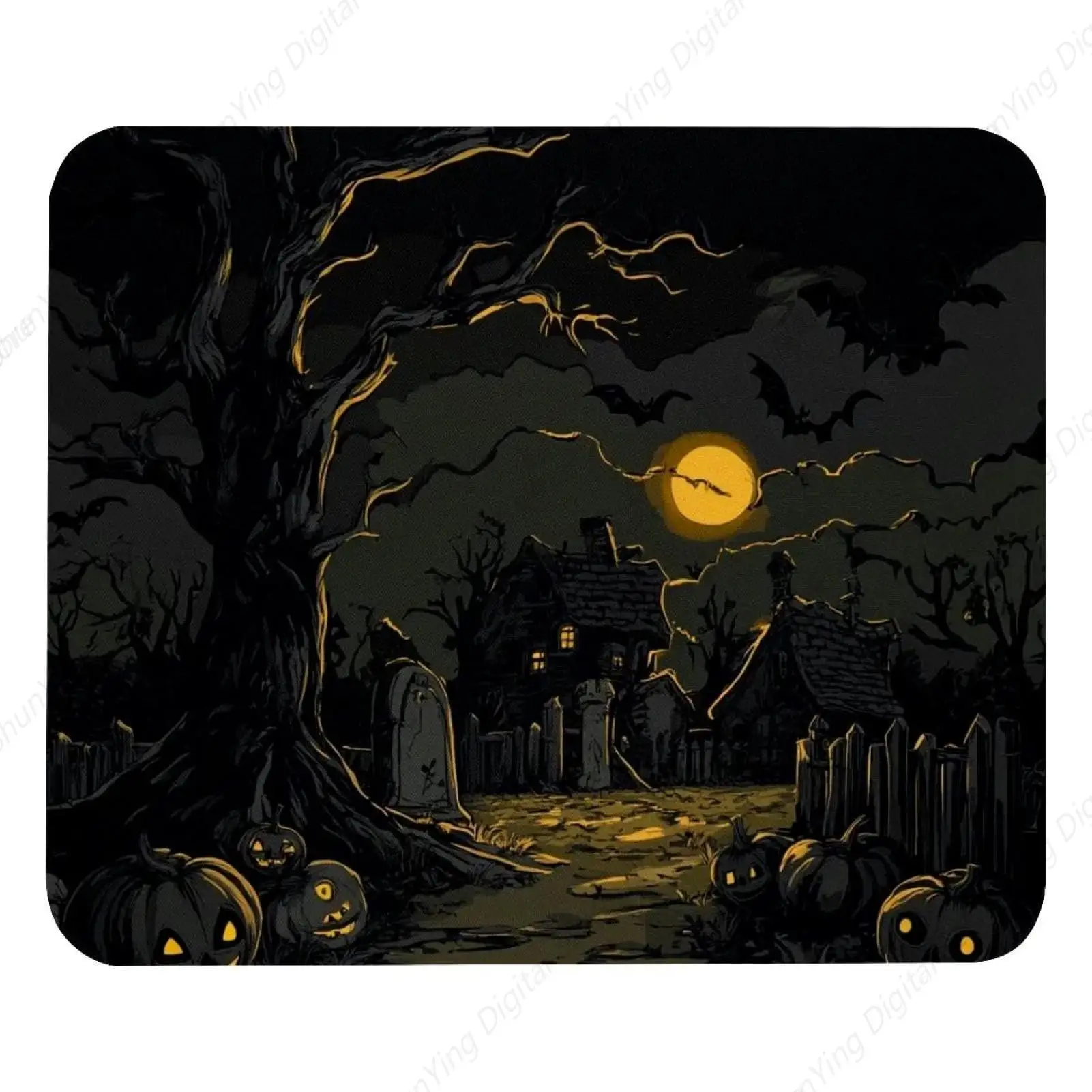 

Moon Tomb Bats Printed Mouse Pad Computer Anti slip Rubber Convenient and Durable Mouse Pad 18*22cm