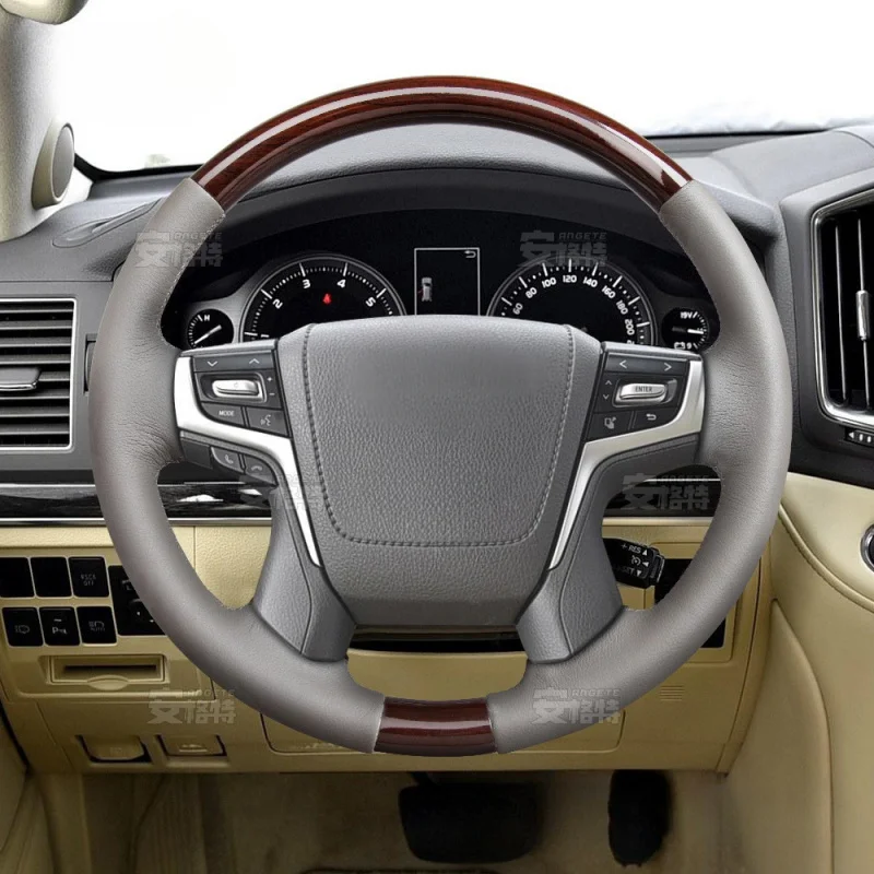 For Toyota Land Cruiser (All Series) Retro Gray Lychee Leather Steering Wheel (Custom Assembly Modification Part)