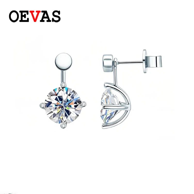 

OEVAS Real 4 Carat D Color Sparkling Moissanite Stud Earrings 100% 925 Sterling Silver For Women Top Quality Fine Jewelry