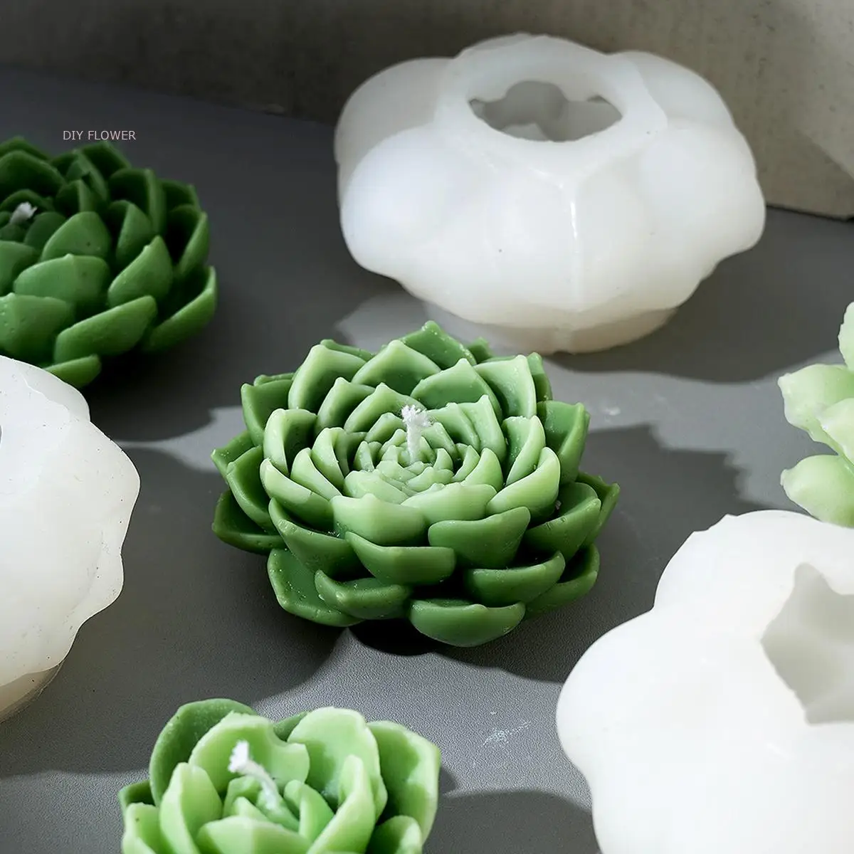 3D succulente candela stampo in Silicone fai da te fatto a mano pianta profumata sapone stampo in resina cioccolato Dessert stampo gesso mestiere