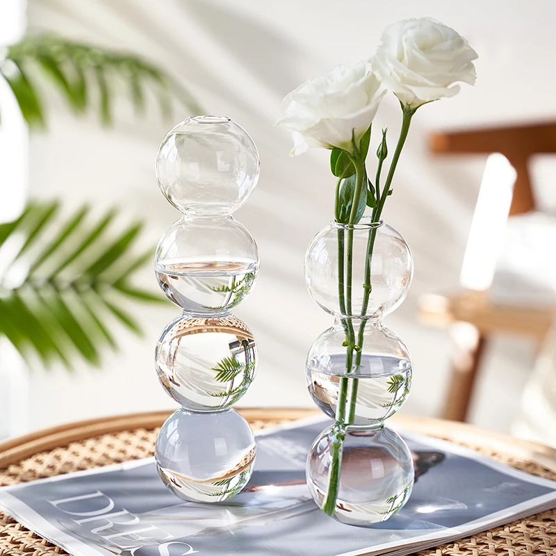 New Glass Vase Nordic Home Decor Living Room Decoration Terrarium Flower Vase Plant Pots Decorative Home Accessories Decoration