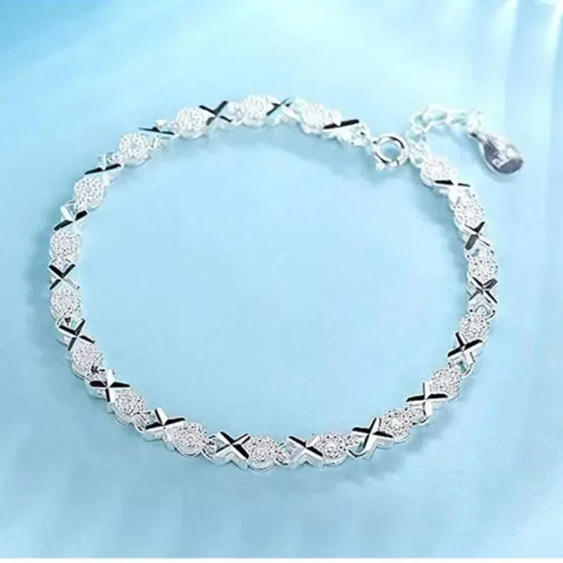 925 Sterling Silver Bracelets For Women Korean Designer Luxury XO Shape Adjustable Chain Bracelet Party Wedding Jewelry Gifts