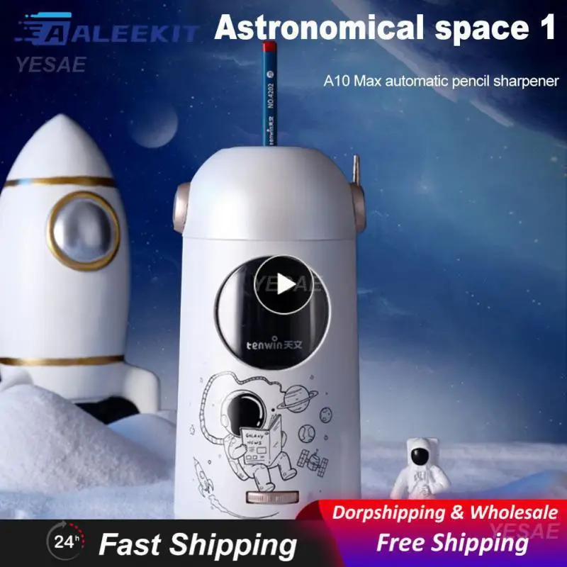 

Pencil Sharpener Electric Automatic Type-c Astronaut For Artists Kids Adults Stationery Helical Steel Blade Sharpener Safe