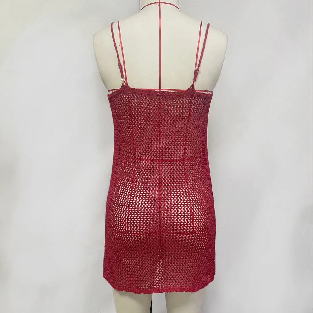 3 Farben, rückenfreies, gehäkeltes, gestricktes Tunika-Strandkleid, Strandmode, Damen-Strandkleid, Strandüberwurf, Damen V5632 – Detail 11
