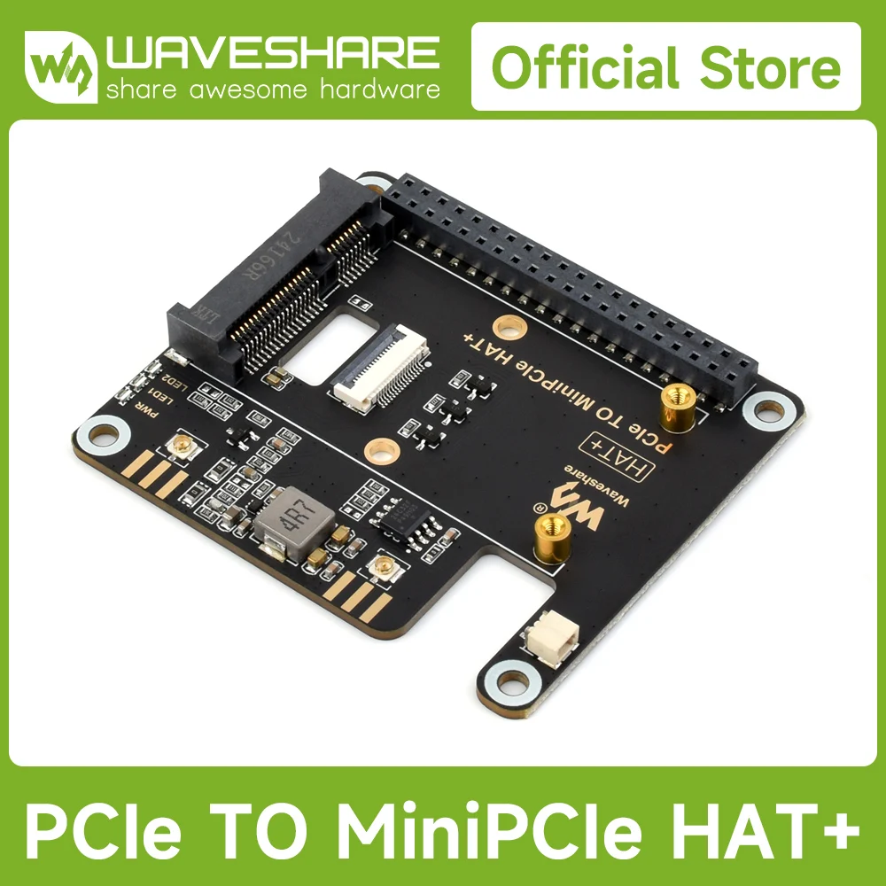 Adapter Waveshare PCIe TO MiniPCIe dla Raspberry Pi 5, kompatybilny z bezprzewodową karty sieciowej MiniPCIe, bez sterowników, Plug And Play