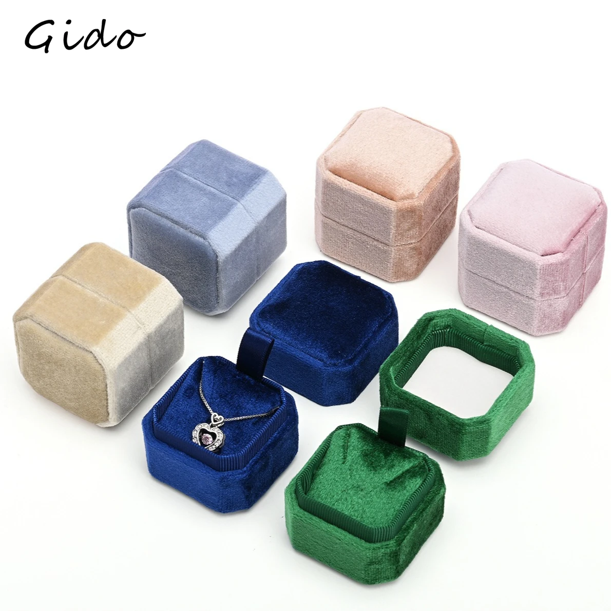 

Оптовая продажа: Бархатная восьмиугольная шкатулка для украшений, футляр для демонстрации кулонов и ожерелий, элитная подарочная упаковка для магазинов, в наличии