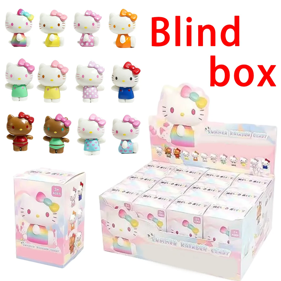 

Kt Cat Rainbow Candy Series Blind Box Mini Action Figure Cute Desktop Decor Display Collectible Toys Festival Gifts