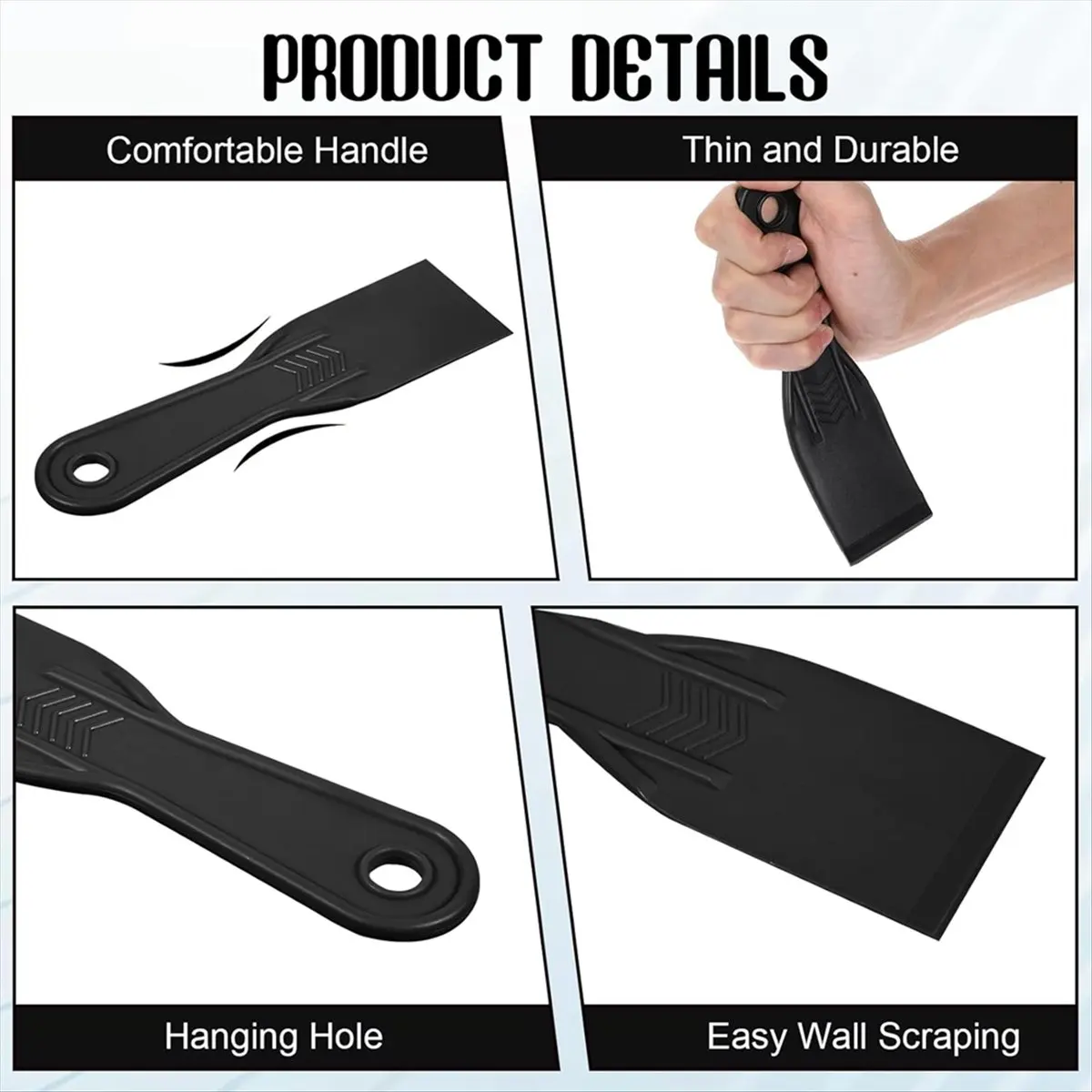 A20I 5 PCS Plastic Putty Knife, 2 Inch Flexible Plastic Paint Scraper Tool for Taping Drywall Wall Painting Putty Knives Set